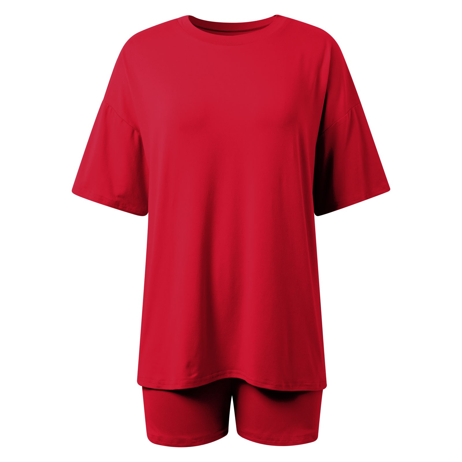 thumbnail image 5 of Conjunto deportivo para mujer: camiseta de cuello redondo y pantalones cortos deportivos. Poliéster transpirable. Lavable a máquina. Primavera/verano. XS-XXXXL., 5 of 7